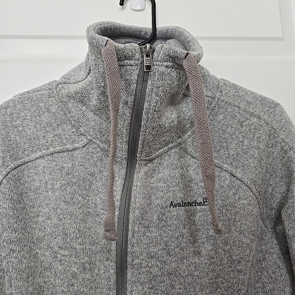 Avalanche Gray Full-Zip Cowl Neck Sweater Jacket Sz S